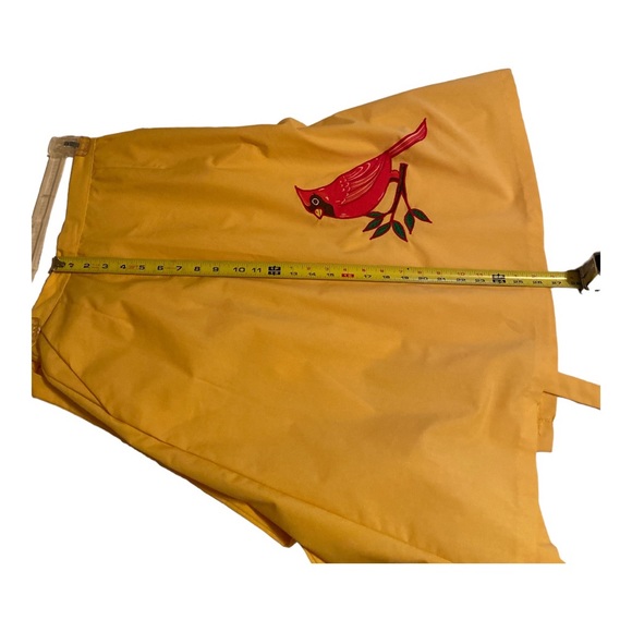 Vintage Caro-Nan Cardinal Red Bird Appliqué A-line Yellow Size Med Wrap Skirt - Picture 6 of 9
